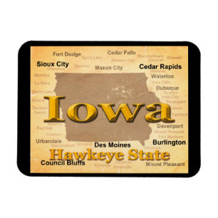 Aged Iowa State Pride Map Silhouette Magneet