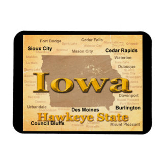 Aged Iowa State Pride Map Silhouette Magneet