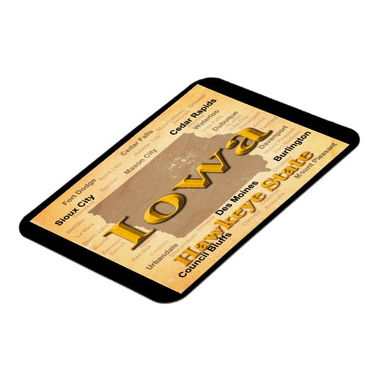 Aged Iowa State Pride Map Silhouette Magneet (Linkerzijde)