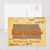 Aged Kansas State Pride Map Silhouette Briefkaart (Voorkant / Achterkant)