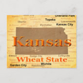 Aged Kansas State Pride Map Silhouette Briefkaart (Voorkant)