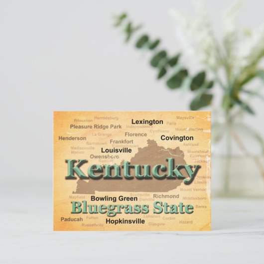 Aged Kentucky State Pride Map Silhouette Briefkaart (Staand voorkant)
