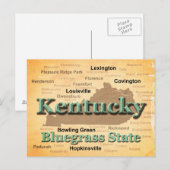 Aged Kentucky State Pride Map Silhouette Briefkaart (Voorkant / Achterkant)
