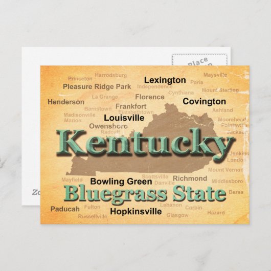 Aged Kentucky State Pride Map Silhouette Briefkaart (Voorkant / Achterkant)