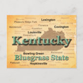 Aged Kentucky State Pride Map Silhouette Briefkaart (Voorkant)