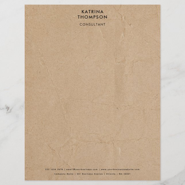 Aged Kraft Paper Minimal Business Corporate Briefhoofd (Voorkant)