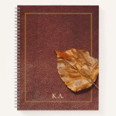 Aged Leather-Look Journal with Autumn Leaf Notitieboek (Voorkant)