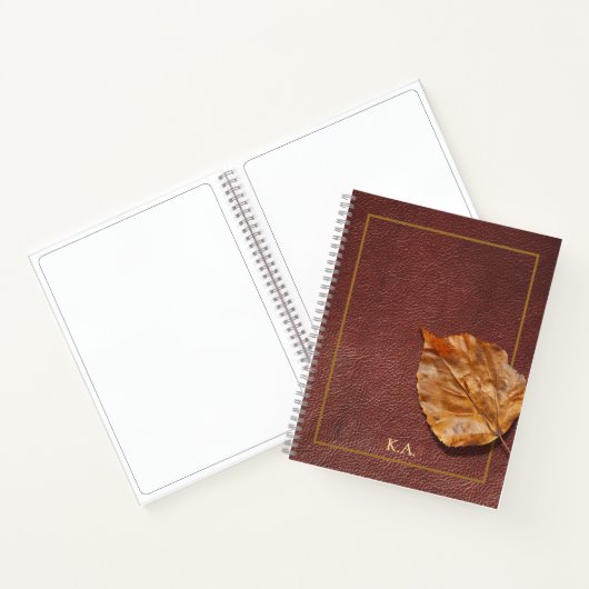 Aged Leather-Look Journal with Autumn Leaf Notitieboek (Binnen)