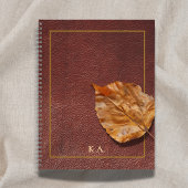Aged Leather-Look Journal with Autumn Leaf Notitieboek