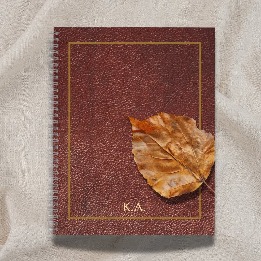 Aged Leather-Look Journal with Autumn Leaf Notitieboek