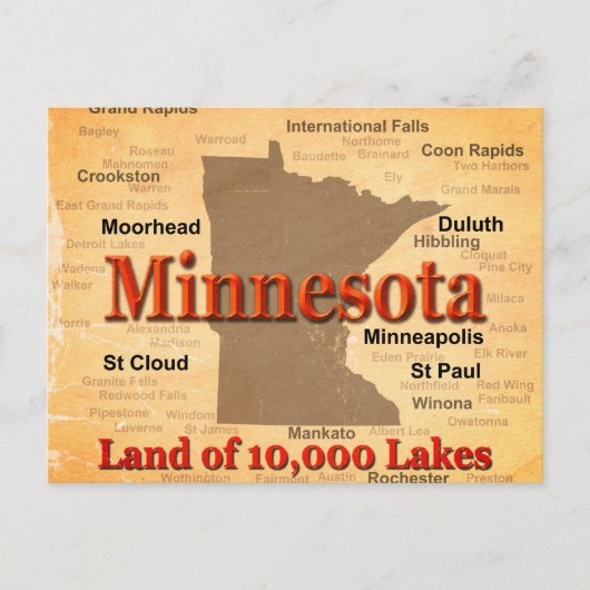 Aged Minnesota State Pride Map Briefkaart (Voorkant)