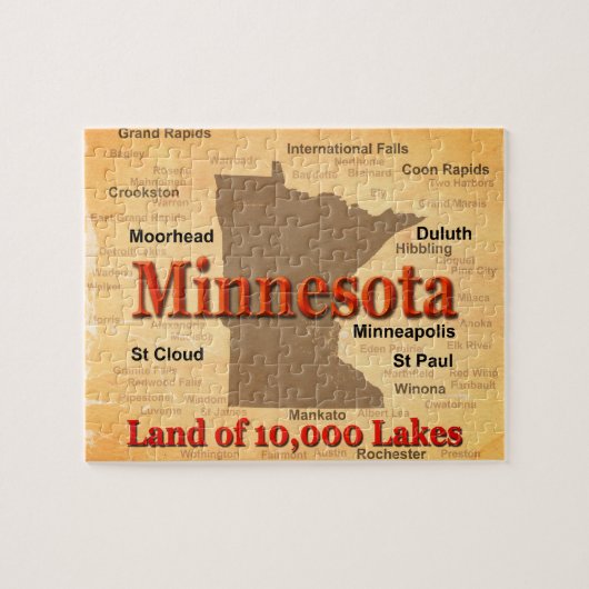 Aged Minnesota State Pride Map Legpuzzel (Horizontaal)