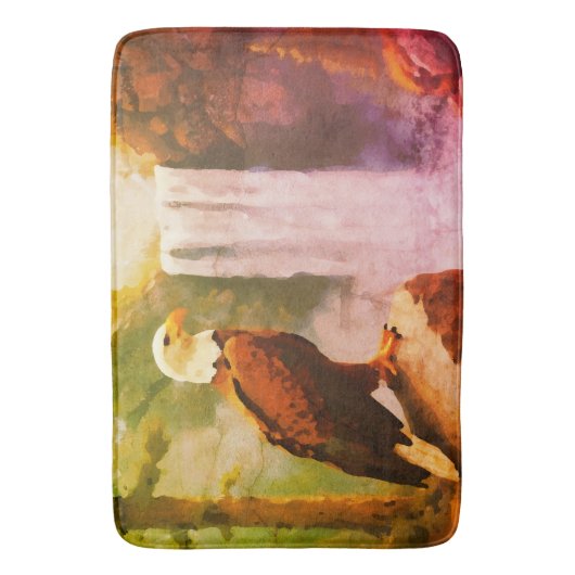 Aged oil pastel of Bald Eagle Badmat (Voorkant Verticaal)