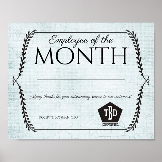 Aged paper employee of the month certificate poster (Voorkant)