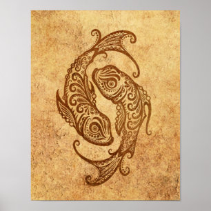 -Aged Pisces Zodiac Poster