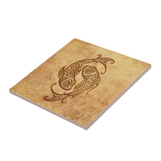 -Aged Pisces Zodiac Tegeltje (Zijkant)