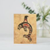 Aged Red en Black Haida Spirit Killer Whale Briefkaart (Staand voorkant)