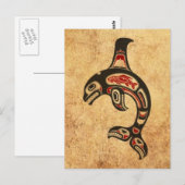 Aged Red en Black Haida Spirit Killer Whale Briefkaart (Voorkant / Achterkant)