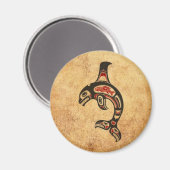 Aged Red en Black Haida Spirit Killer Whale Magneet (Voorkant / Achterkant)