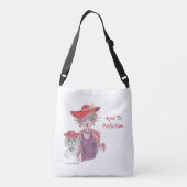 Aged Red Pet Woman and Poodle Crossbody Tas (Achterkant)