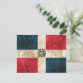 Aged Scratched Flag van de Dominicaanse Republiek Briefkaart (Staand voorkant)