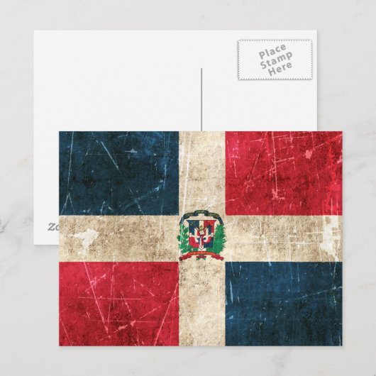  Aged Scratched Flag van de Dominicaanse Republiek Briefkaart (Voorkant / Achterkant)