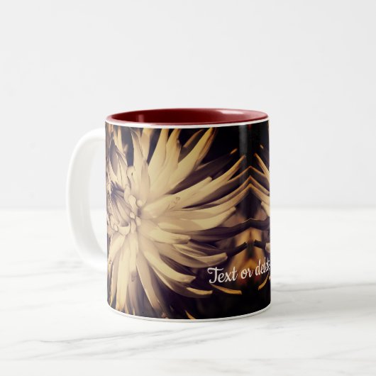 Aged Sepia Dahlia Flower Personalized Tweekleurige Koffiemok (Voorkant links)