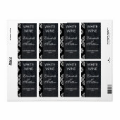Aged Silver Damask Wedding Wine Labels (Full Sheet)