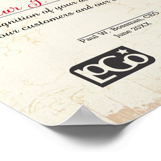 Aged stone goudstak certificaat ter nagedachtenis  poster (Hoek)