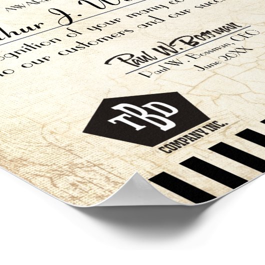 Aged stone goudstak certificaat ter nagedachtenis  poster (Hoek)