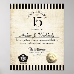 Aged stone goudstak certificaat ter nagedachtenis poster