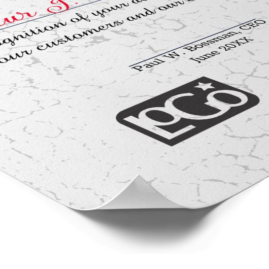 Aged stone goudstak certificaat ter nagedachtenis  poster (Hoek)