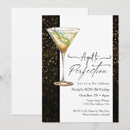 Aged to Perfection 40th Verjaardag Uitnodiging (Voorkant / Achterkant)