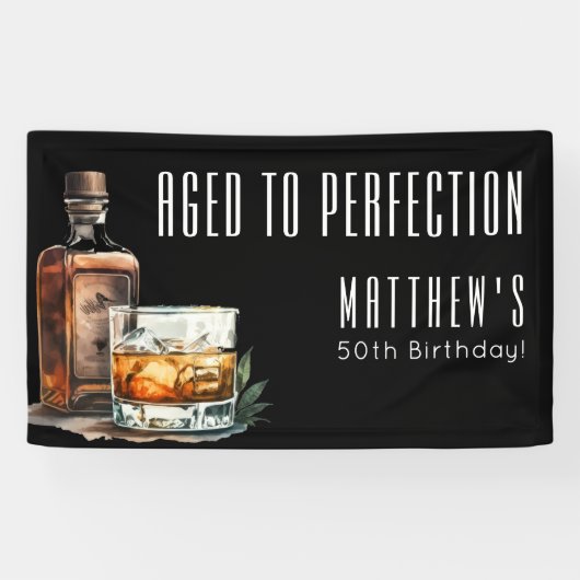 Aged To Perfection Birthday Party Spandoek (Horizontaal)