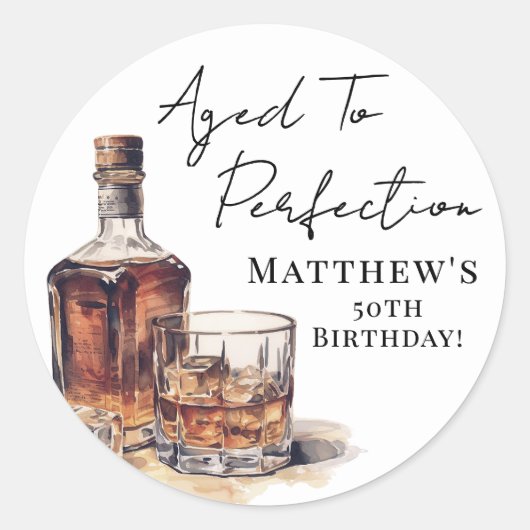 Aged To Perfection Birthday Ronde Sticker (Voorkant)