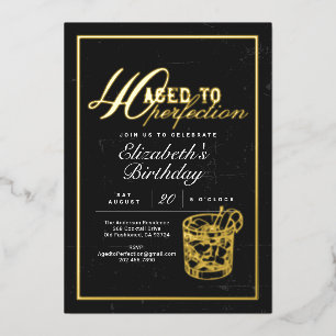 Aged to Perfection Bourbon 40e Verjaardagsfeestje  Folie Uitnodiging