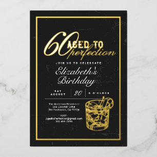 Aged to Perfection Bourbon 60e Verjaardagsfeestje Folie Uitnodiging