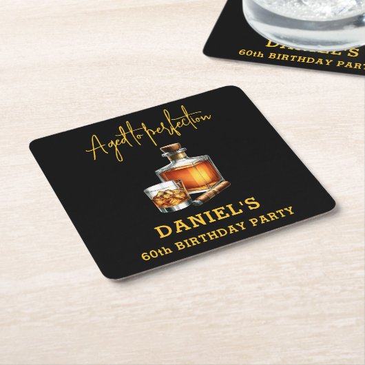 Aged to Perfection Cigar Whiskey 60th Birthday Kartonnen Onderzetters (Schuin)