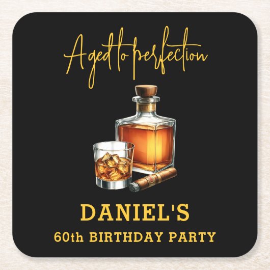 Aged to Perfection Cigar Whiskey 60th Birthday Kartonnen Onderzetters (Voorkant)