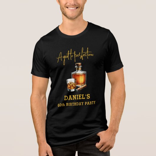 Aged to Perfection Cigar Whiskey 60th Birthday Tri-Blend Shirt (Voorkant)
