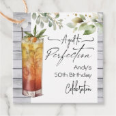 Aged to Perfection Cocktails 50th Birthday Floral Bedankjes Labels (Voorkant)