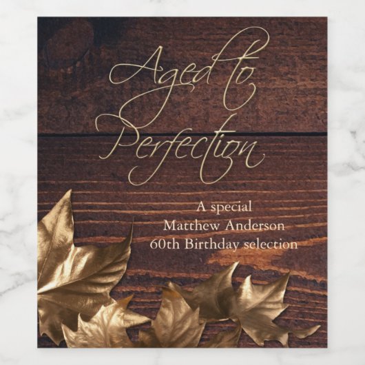 Aged to Perfection Donker Hout Verjaardag Wijn Lab Wijn Etiket (Enkel label)