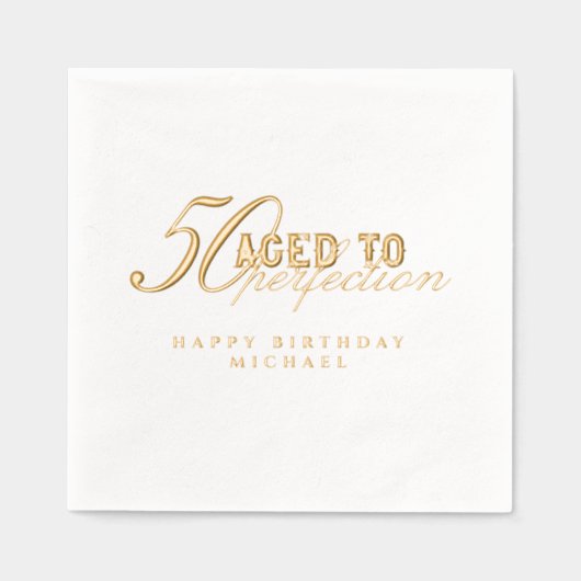 Aged to Perfection Elegant 50th Birthday Party Folie Servetten (Voorkant)