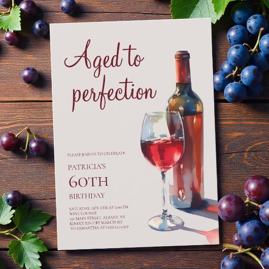 Aged to Perfection Elegant 60th Birthday Party Kaart