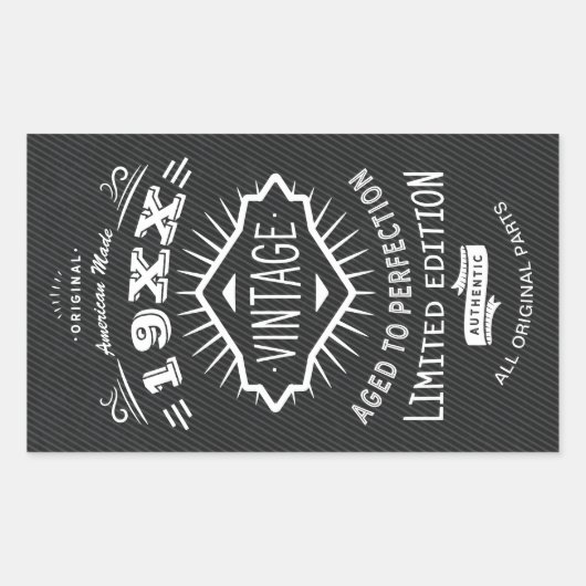 Aged to Perfection Elegant Verjaardagsfeest Rechthoekige Sticker (Voorkant)