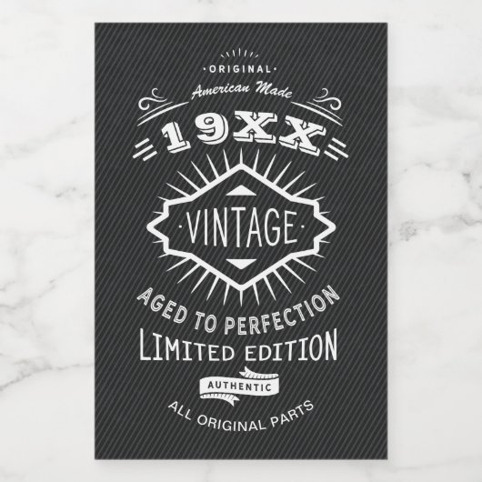 Aged to Perfection Elegant Verjaardagsfeest Wijn Etiket (Enkel label)