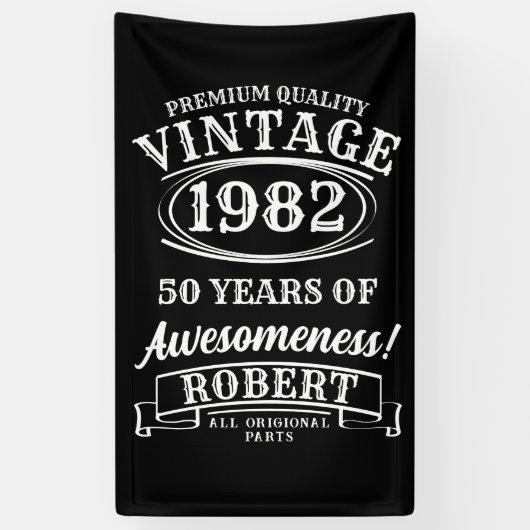 Aged to Perfection Gepersonaliseerde Verjaardag Spandoek (Verticaal)