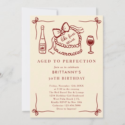 Aged To Perfection Like Fine Wine Birthday Party Kaart (Voorkant)