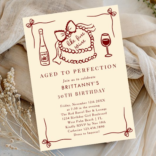Aged To Perfection Like Fine Wine Birthday Party Kaart