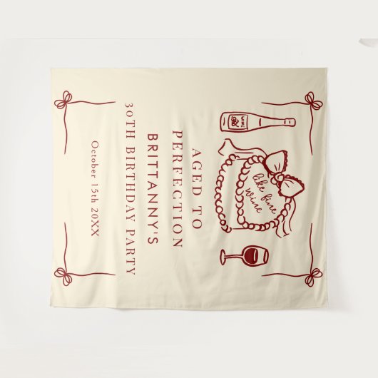 Aged To Perfection Like Fine Wine Birthday Party Wandkleed (Voorkant (horizontaal))